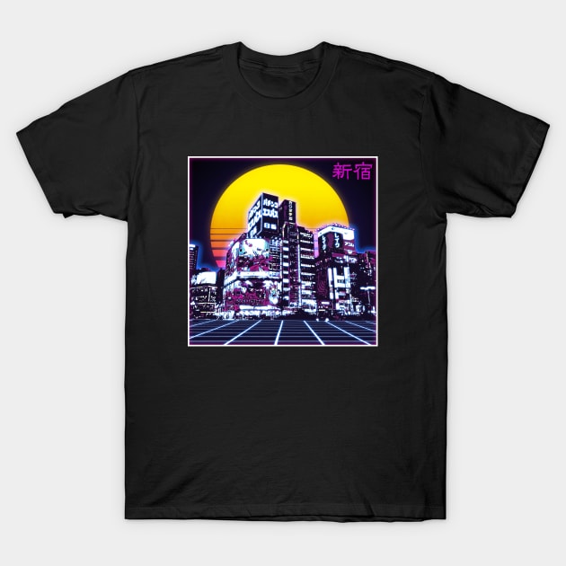 Synthwave Shinjuku T-Shirt by ChrisOConnell